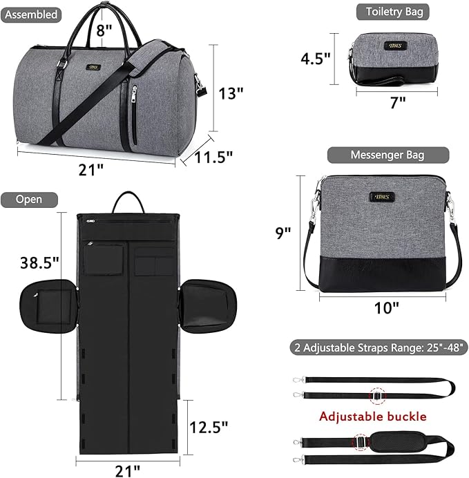 Convertible 2-in-1 Garment Bags for Travel, Carry On Garment Duffle Bag With Shoe Compartment Large Weekender Bag for Women Men Hanging Suitcase Suit Travel Duffel Overnight Bags 4pcs Set