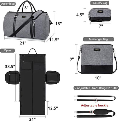 Convertible 2-in-1 Garment Bags for Travel, Carry On Garment Duffle Bag With Shoe Compartment Large Weekender Bag for Women Men Hanging Suitcase Suit Travel Duffel Overnight Bags 4pcs Set
