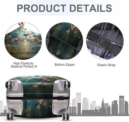 ANNA QUEEN Dreamy Butterfly Luggage Cover, Colorful Butterfly & Flowers Design, Stretchable, Washable Travel Sleeve for 20-34 Inch Luggage