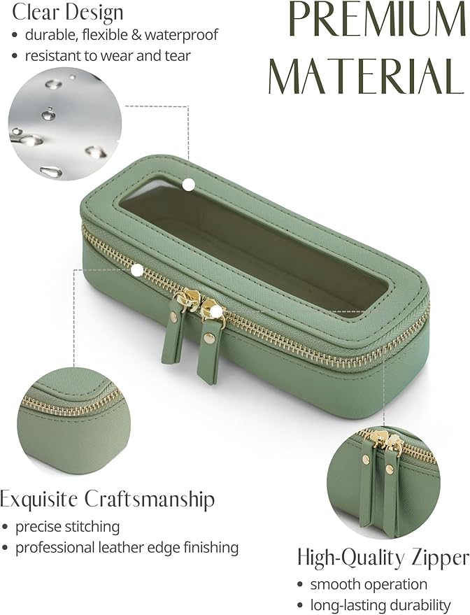 Popvibe Clear Makeup Bag Travel Cosmetic Case Transparent Toiletry Bag with Zipper, Portable Make Up Organizer Traveling Compact Car Bag for Essentials