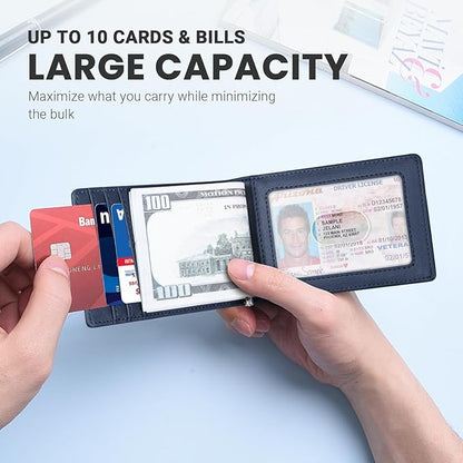 Zitahli Wallet for Men-6 Slots ID Window-Mens Wallets-Slim Wallet Classic Spring Money Clip RFID Blocking-Gift for Men