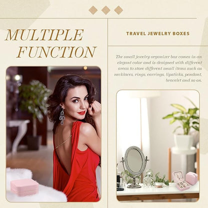 Yinkin 12 Pcs Mini Travel Jewelry Case Bridesmaid Proposal Gift Boxes, Small PU Leather Earring Organizer, Bulk Travel Accessories Portable Jewelry Holder(Pink)