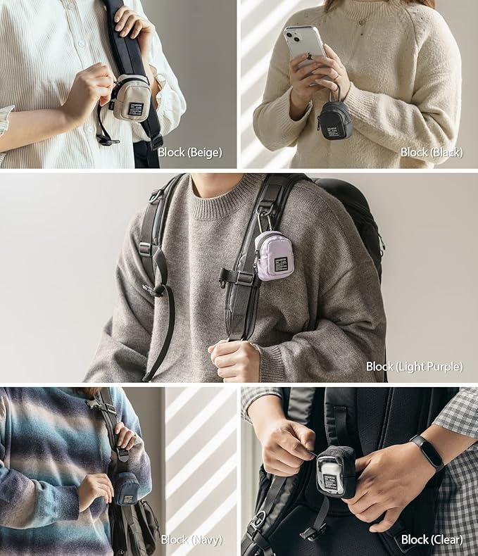 Ringke Mini Pouch Block, Small Bag for Universal Wireless Ear Buds, Durable Waterproof Keychain Backpack Accessories for AirPods Pro 3 & 2 & 1, AirPods 4 & 3 & 2 & 1 Case