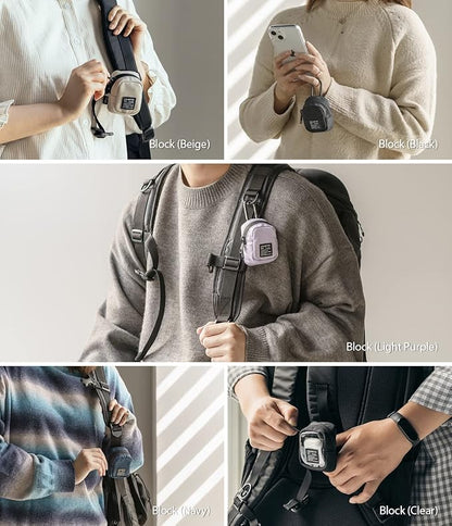 Ringke Mini Pouch Block, Small Bag for Universal Wireless Ear Buds, Durable Waterproof Keychain Backpack Accessories for AirPods Pro 3 & 2 & 1, AirPods 4 & 3 & 2 & 1 Case
