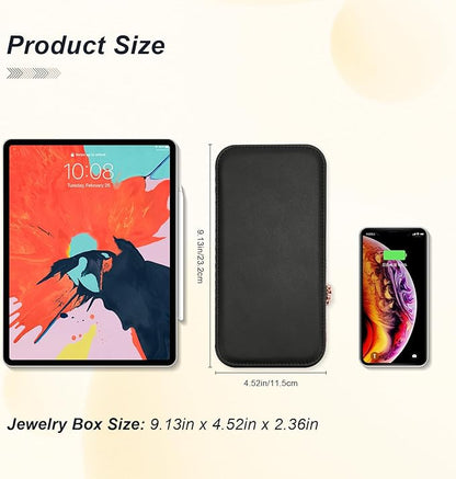 Travel Jewelry Case Organizer, Portable Jewellery Box for Women Jewelry Travel Organizer for Rings Earrings Necklaces Bracelets Watch, Black C