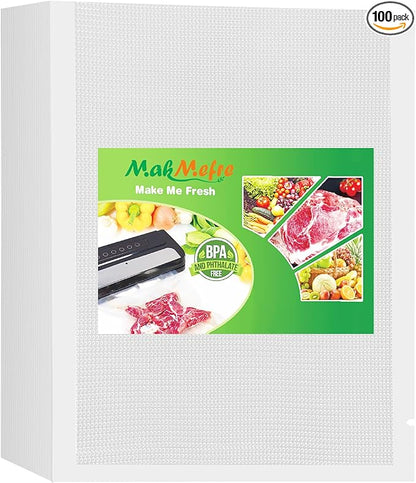 MakMeFre 100 Pint Size 6" x 10" Vacuum Sealer Bags with BPA Free and Heavy Duty,Great for Food Storage Vaccume Sealer PreCut Bag