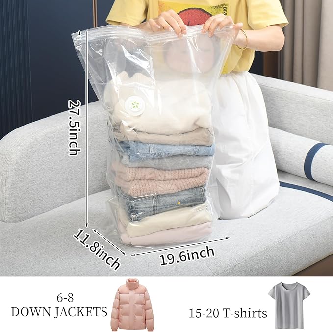 10 Pack Vacuum Storage Bags, Large Cube Bag (19.6 * 27.5 * 11.8 Inch), Large Vacuum Seal Bags for Clothing, Comforters, Blankets, Bedding, Closet Organization Space Saving