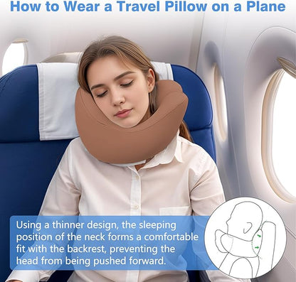 jiaao Neck Pillow Airplane, Memory Foam Travel Neck Pillows for Long Flight, 3D Eye Masks, Ear Plugs and Portable Drawstring Bag, Napping Pillow for Home, Road Trips, Sleep Rest and Travel Use