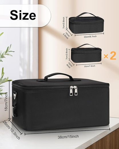 Relavel Makeup Bag Large Makeup Case Professional Cosmetic Storage Organizer Box Brush Holder with 3 Clear Set Bags for Makeup Artists with Shoulder Strap & Adjustable Dividers