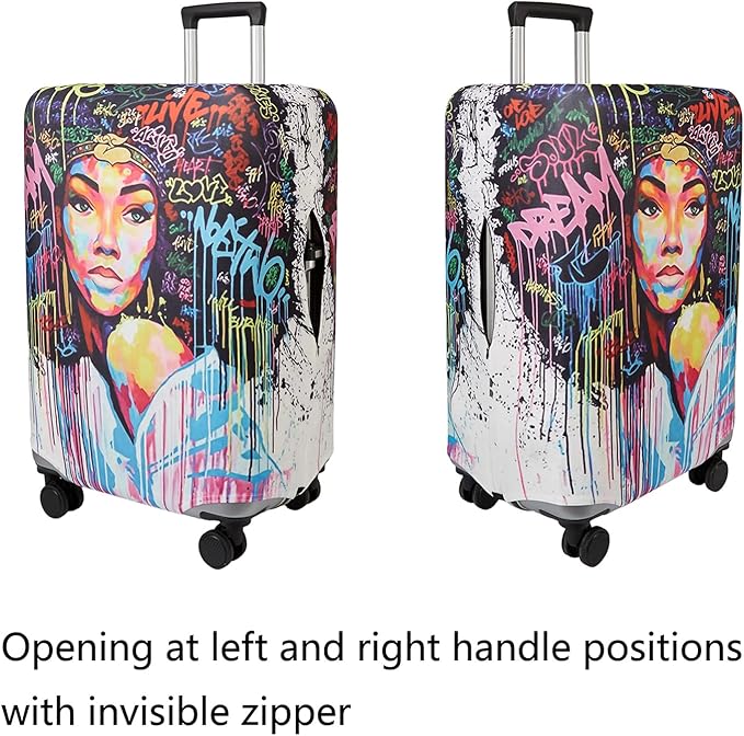 WUJIAONIAO Travel Luggage Cover Baggage Suitcase Cover Protector Skins 18-32 Inch (Graffiti A8, XL (for 29-32 inch luggage))
