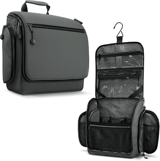 VENTURE 4TH Hanging Travel Toiletry Bag for Women & Men - Travel Organizer with Expandable Compartments & Removable Clear Pouch for Toiletries (Shadow Gray)