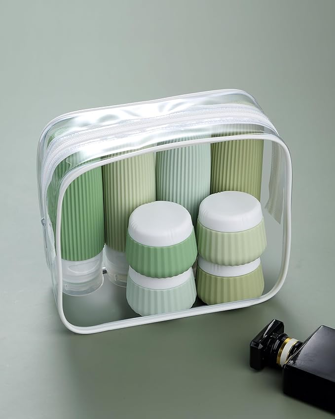 Travel Bottles 8 Pack, TSA Approved 3 oz Travel Containers with Clear Bag, Leak Proof Silicone Squeezable Essentials Jars