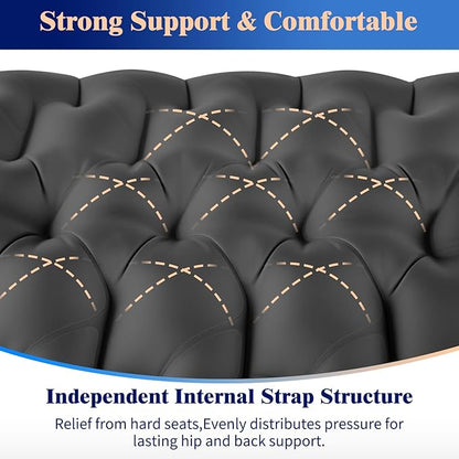 HiiPeak Inflatable Stadium Seat Cushion, Compact Hand Press Stadium Seats Pad Bleacher Seat Chair Cushion Pad for Airplane Travel Camping Backpacking Sports Events(Black)