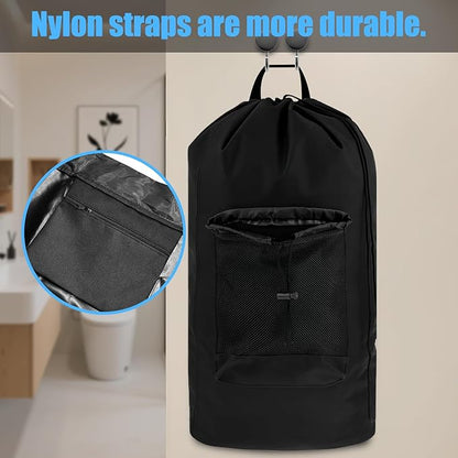 Laundry Backpack,120L Large Backpack Laundry Bag with Adjustable Shoulder Straps and Mesh Pocket, Durable Nylon Travel Laundry Bags Drawstring for College Dorm Essentials Laundromat Apartment Camping