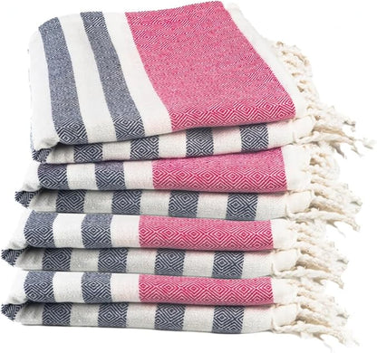 Cotton Turkish Beach Towel with Towels Oversized 36"x72" Pool Absorbent Extra Large Quick Dry Sand Travel Towel (Rosé & Riviera, 4 Pack)
