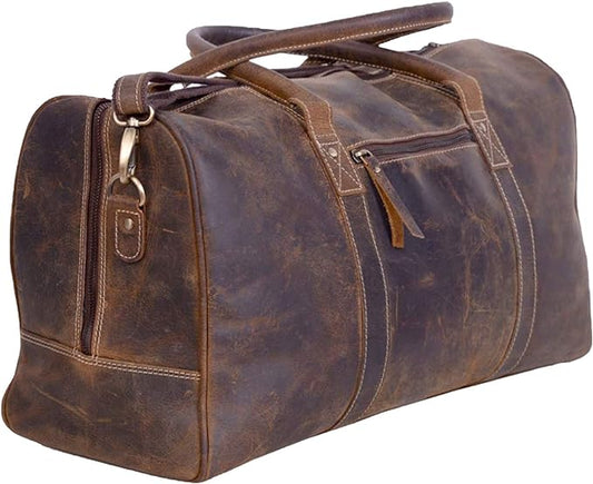 KomalC Leather Travel Duffel Bags for Men and Women Full Grain Leather Overnight Weekend Leather Bags Sports Gym Duffle
