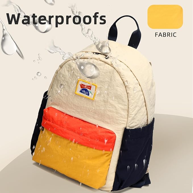willikiva Kids Backpack for School Boys Girls Teens Toddler Backpack Waterproof Kindergarten Preschool Elementary Bookbag Children Travel Bag(Off White Yellow,Small)