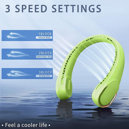 Portable Neck Fan, Bladeless Neck Fan, USB Rechargeable Personal Fan, 4000 mAh Battery Operated Wearable Fan, 3 Speeds Adjustable,Faster Cooling, Ultra Quiet, Suitable for Home, Office, Sports