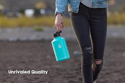 HYDRO CELL Stainless Steel Insulated Water Bottle with Straw - For Cold & Hot Drinks - Metal Vacuum Flask with Screw Cap and Modern Leakproof Sport Thermos for Adults (Teal 64oz)