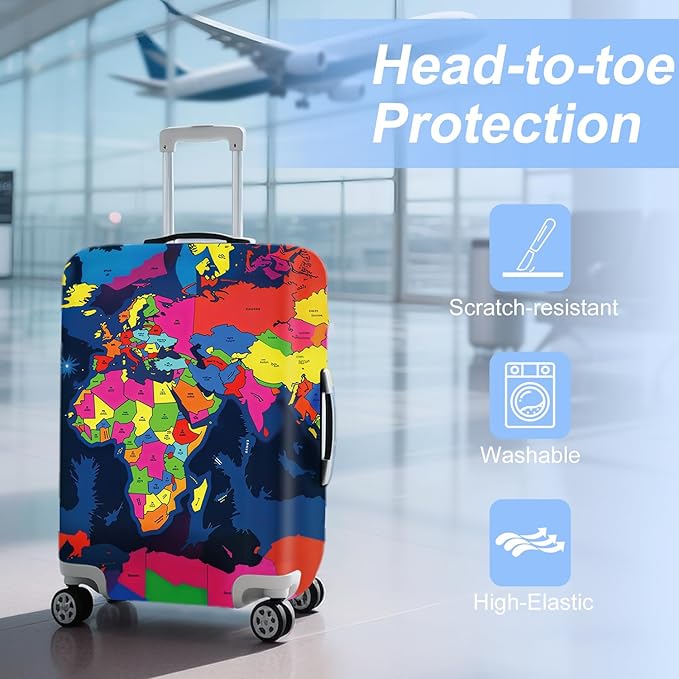 ANNA QUEEN Travel Luggage Cover Suitcase Protector Suitcase Cover Anti-Scratch,Stretchable Bag Cover Washable Durable Polyester with Elastic Hem with Zipper Closure