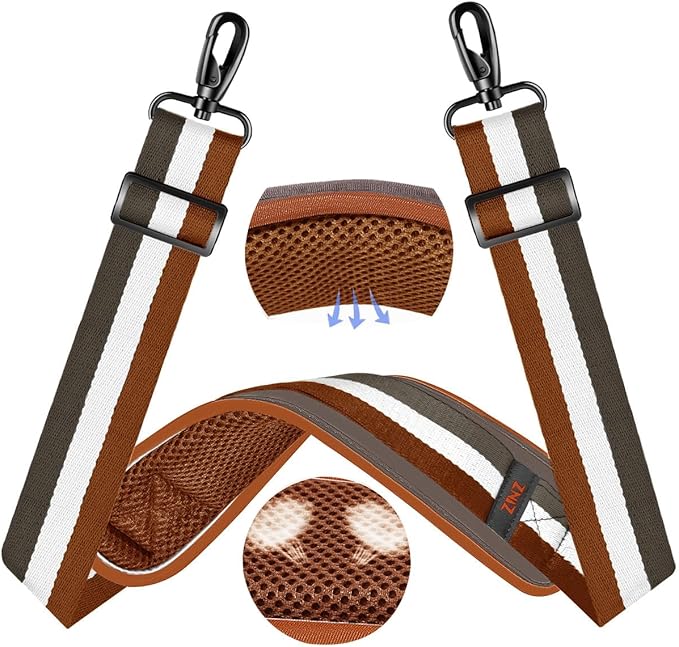 ZINZ 60" Universal Bag Strap with Ultra-Thick Fixed Breathable Pad Adjustable Heavy-Duty Shoulder Strap for Laptop Bag Crossbody Luggage Gym Bag Camera Bag and More -TW01B07
