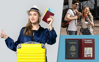 Personalized Monogrammed Merlot Leather RFID Passport Wallet and Luggage Tag