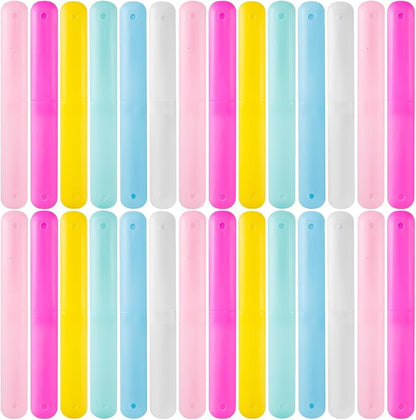 48 PCS Toothbrush Case Set,Travel Toothbrush Case,Plastic Portable Toothbrush Holder,Dust-proof Toothbrush Box Storage,Toothbrushes Carrier for Traveling,Bathroom,School,Home, Camping,6 Colors