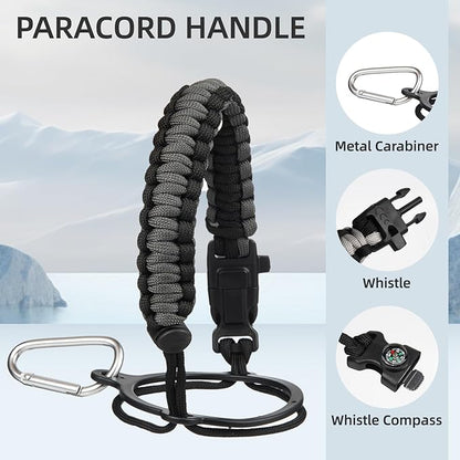 Half Gallon Insulated Water Bottle with Straw,64 oz 3 Lids Water Jug with Carrying Bag,Paracord Handle, Double Wall Vacuum Stainless Steel Metal Flask,Sky (Pack of 2)