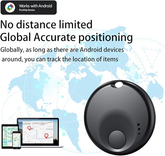 Air Tags-4 Pack Android Smart Luggage Tracker Tag Work with Google Find Hub Ap (Android Only), Loud Sound, Replaceable Battery, for Keys/Backpack/Suitcase/Wallet, Black