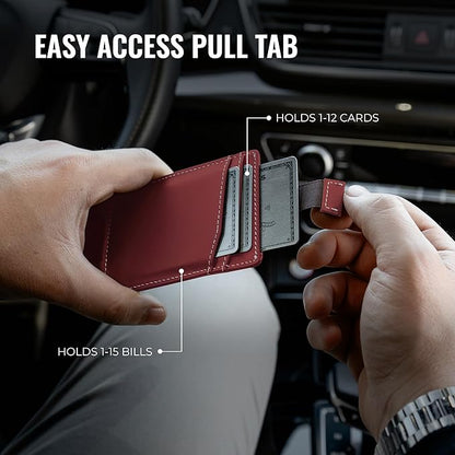 Kingly Cash Pocket Slim Wallet for Men - RFID Blocking Leather Card Holder - Minimalist Men’s Wallet for Front Pockets - Holds 1-15 Cards & Cash - Durable Italian Leather Wallets