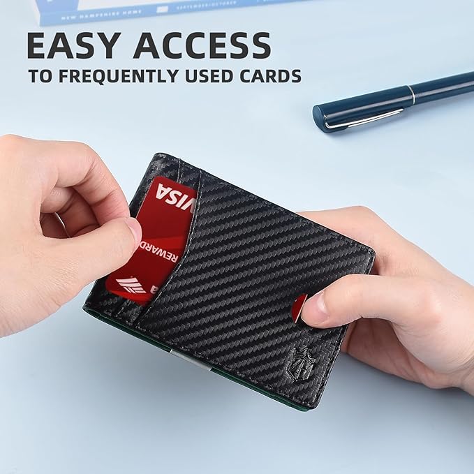 Zitahli Money Clip Wallets for Men,Slim Bifold Wallet 10-12 Cards, Mens Leather Wallet with ID Window,RFID Blocking Thin Minimalist Credit Card Holder,Gifts for Him