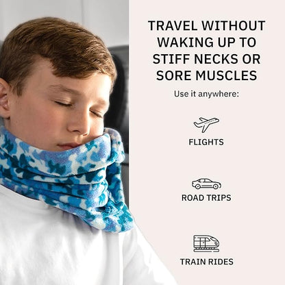 trtl Pillow Junior Kids Travel Pillow for Sleeping - with Built-in Head and Neck Support - Comfortable Kids Neck Pillow for Traveling - Compact and Machine-Washable - Zebra