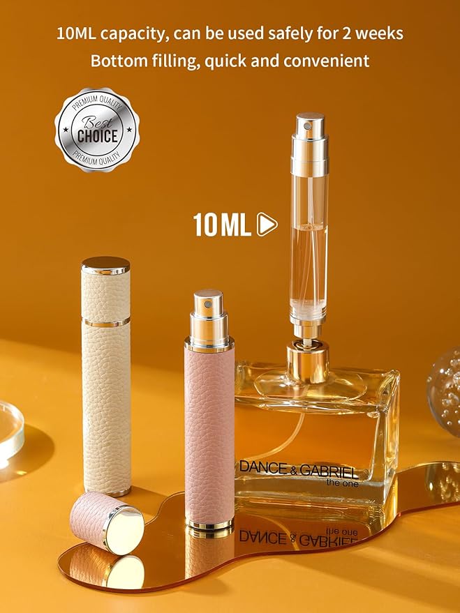 10ML Genuine Leather Atomizer Sprayer for Perfume - Portable Mini Cologne Sprayer for Woman Man - Perfume Travel Refillable Bottle,Travel Essential Fragrance Spray Bottle (Green)