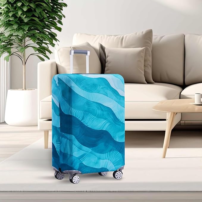Travelkin Luggage Covers For Suitcase Tsa Approved,Suitcase Cover Protector Fit 18-32 Inch Luggage (Blue Wave, L)