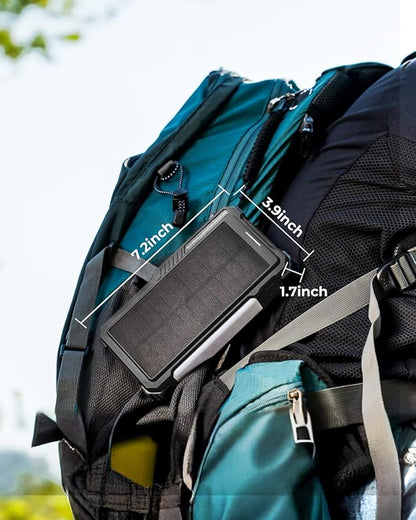 BLAVOR Solar Power Bank with Hand Crank and 4 Cables, 20000mAh Wireless Portable Charger with USB C & Camping Light, 20W Fast Charging Battery Pack for iPhone, iPad, Samsung, All Mobile Phones