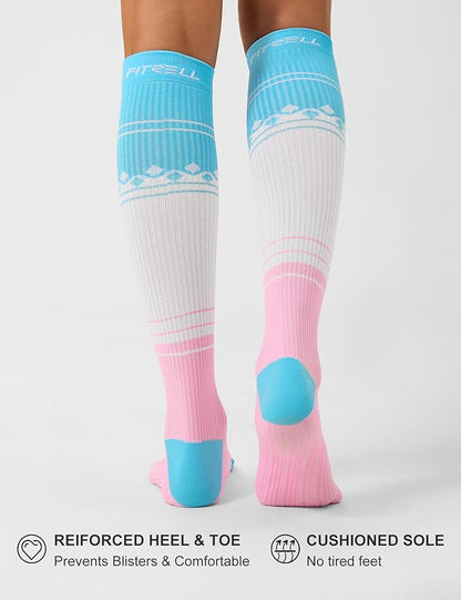 FITRELL 3 Pairs Compression Socks for Women and Men 20-30mmHg-Circulation Support Socks