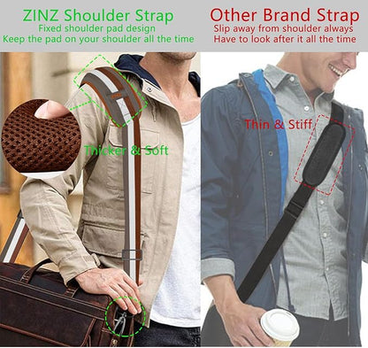 ZINZ 79 inch Shoulder Strap, Extra-thick Fixed Cushion Pad and Dual Clasps Universal Replacement Strap with Metal Swivel Hooks for Laptop Bags, Luggage Bags, Camera, Crossbody(Stripes-BrWGy)