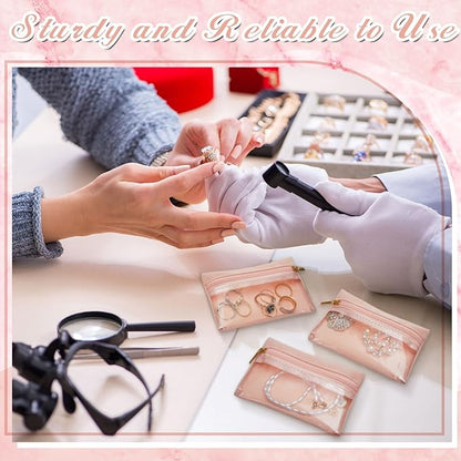 Uiifan Travel Jewelry Organizer Flannel Jewelry Bags Portable Jewelry Pouch with Zipper Pockets for Women Girl Gift