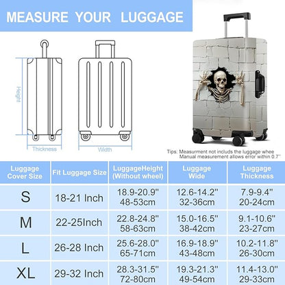 Luggage Cover Washable Suitcase Protector Anti-Scratch,Stretchable Fit for 20-34Inch Luggage Durable Travel Bag Cover with Zipper Closure (Skull, L(fits 28-30Inch suitcase))