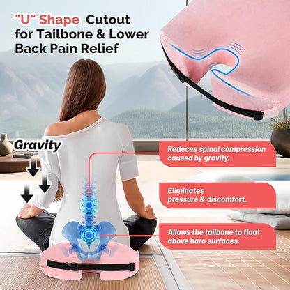 Large Memory Seat Cushion,Car Seat Cushion are Used to Relieve Sciatica, Suitable for Offices, Cars, Wheelchairs, Multi-Purpose (Pink)