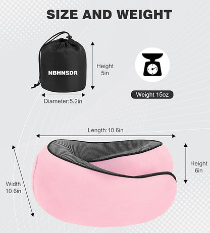 Travel Neck Pillow, Newly Upgraded Hooded Neck Pillow ,100% Pure Memory Foam Travel Pillow for Flight Headrest Sleep,Windproof and heat preservation,Suitable for use in Outdoor/ Plane/Car/Office