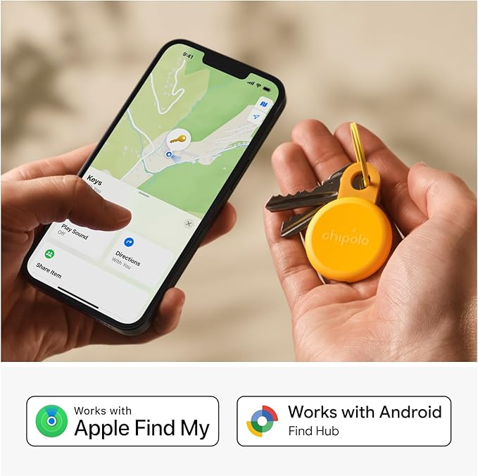 Chipolo LOOP - Rechargeable Bluetooth Tracker for Key and Pocket Location, Compatible with Apple or Google, Call Your Phone & Out of Range Alerts for Android