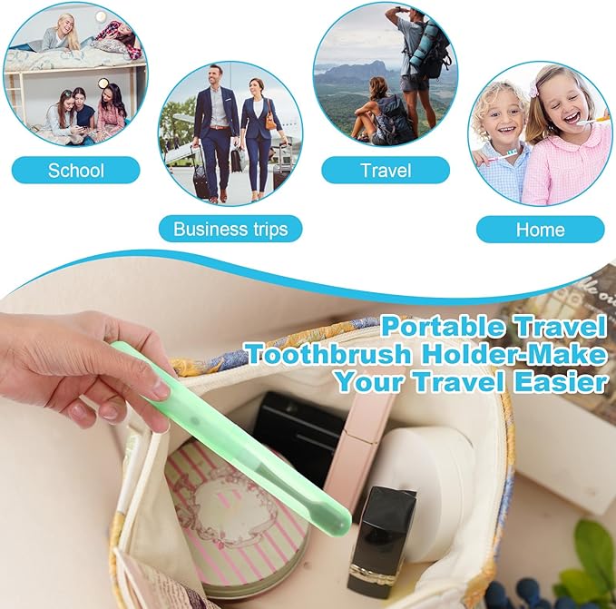 50 Pcs Plastic Travel Toothbrush Case Holder, 4 Colors Portable Breathable Toothpaste Cover Protector for Travel Camping Home School Business
