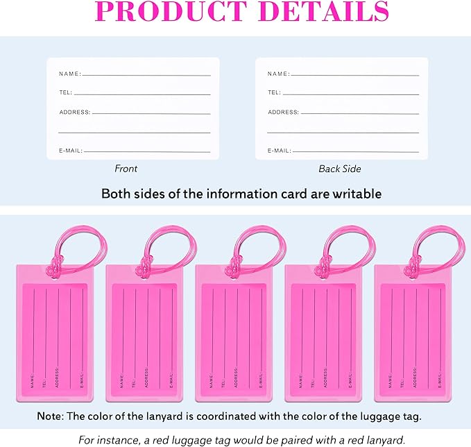 50 Pack Luggage Tags for Suitcases, Airplane Travel Essentials for Flying, International Travel Must Haves, and Luggage Accessories by Sodsay