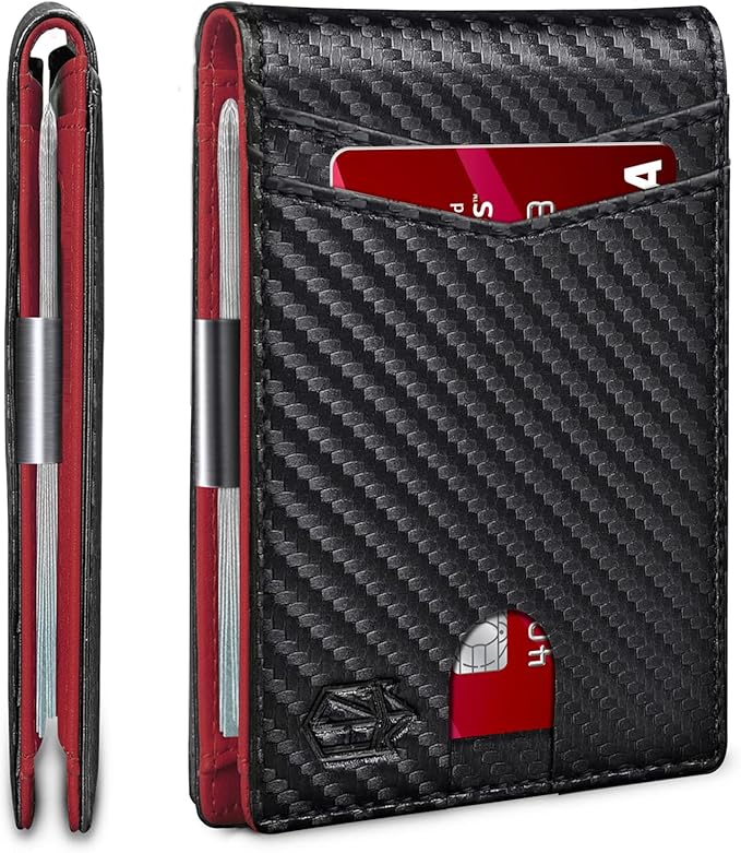 Zitahli Money Clip Wallets for Men,Slim Bifold Wallet 10-12 Cards, Mens Leather Wallet with ID Window,RFID Blocking Thin Minimalist Credit Card Holder,Gifts for Him