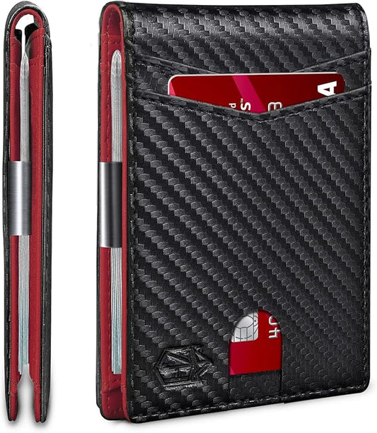 Zitahli Money Clip Wallets for Men,Slim Bifold Wallet 10-12 Cards, Mens Leather Wallet with ID Window,RFID Blocking Thin Minimalist Credit Card Holder,Gifts for Him