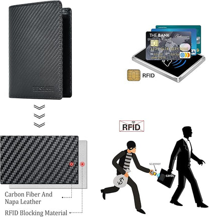 Polare Functional RFID Blocking Leather Passport Holder Travel Bifold Wallet For Men (Carbon Black)