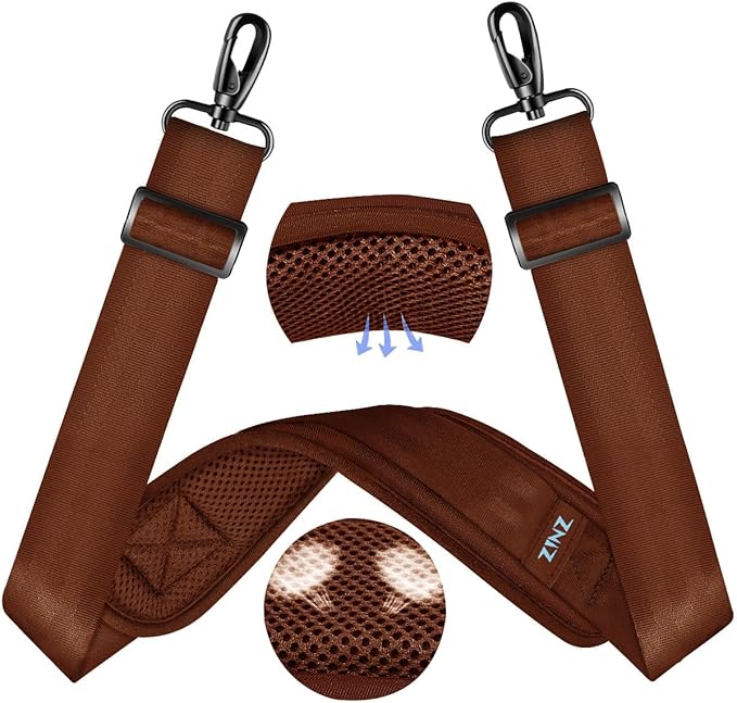 ZINZ 60" Universal Bag Strap with Ultra-Thick Fixed Breathable Pad Adjustable Heavy-Duty Shoulder Strap for Laptop Bag Crossbody Luggage Gym Bag Camera Bag and More -B01R01