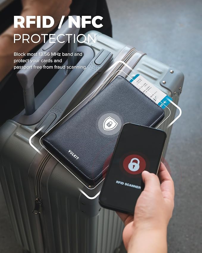 VULKIT Passport Holder Wallet RFID Blocking Travel Wallet for Men & Women