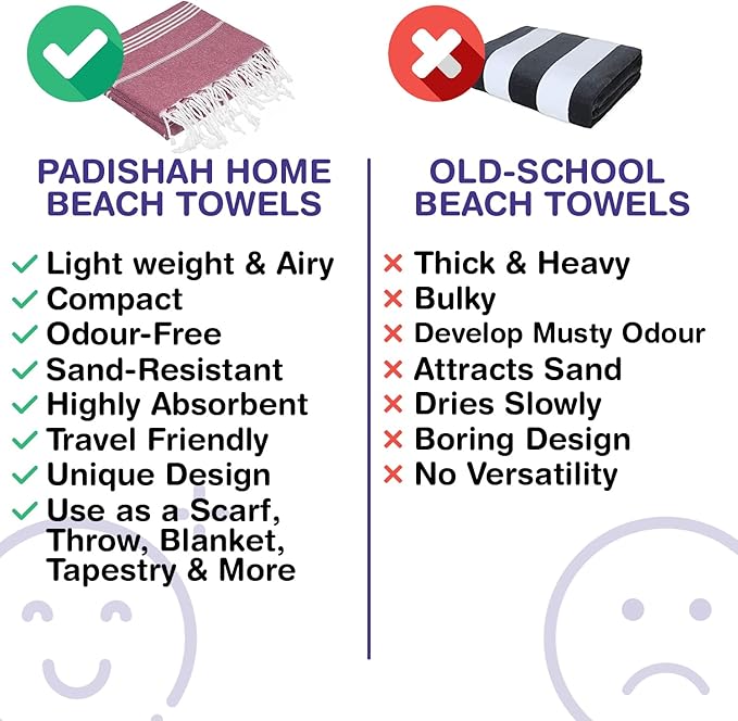 Turkish Beach Towels, Bulk Case of 12 | Oversized, Quick Dry, Sand Free | 100% Cotton, Large 38x71 Towels for Beach, Pool, Travel | Ultra-Soft, Compact, Absorbent | Burgundy